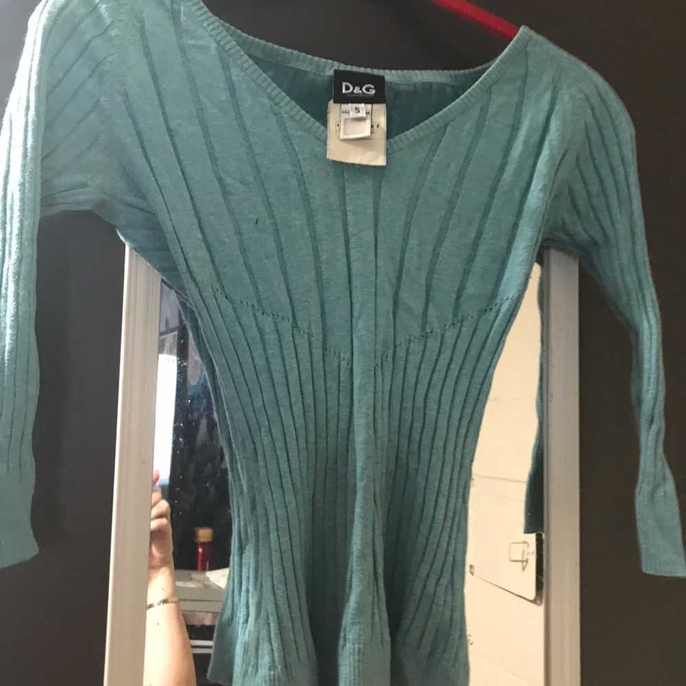 Dolce & Gabbana Cashmere Teal Ribbed Sweater